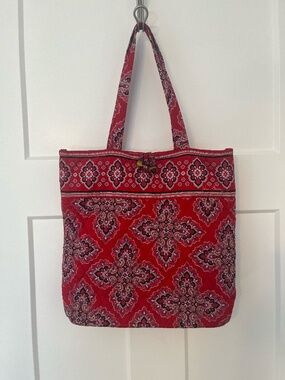 Vera Bradley Frankly Scarlet Red Bucket Tote Purse Bag Retired Vintage Paisley